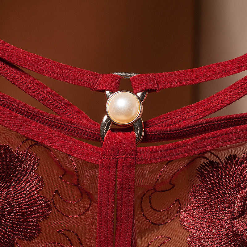 Slip Aperto Pearl Elegance in Pizzo Ricamato ADEA