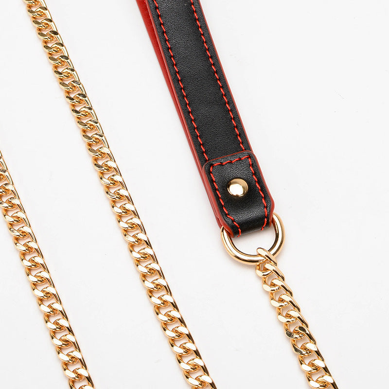 Velvet Bond Leather Collar and Leash Set
