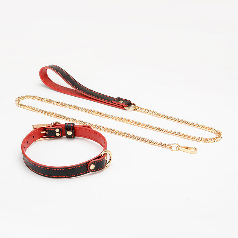 Velvet Bond Leather Collar and Leash Set