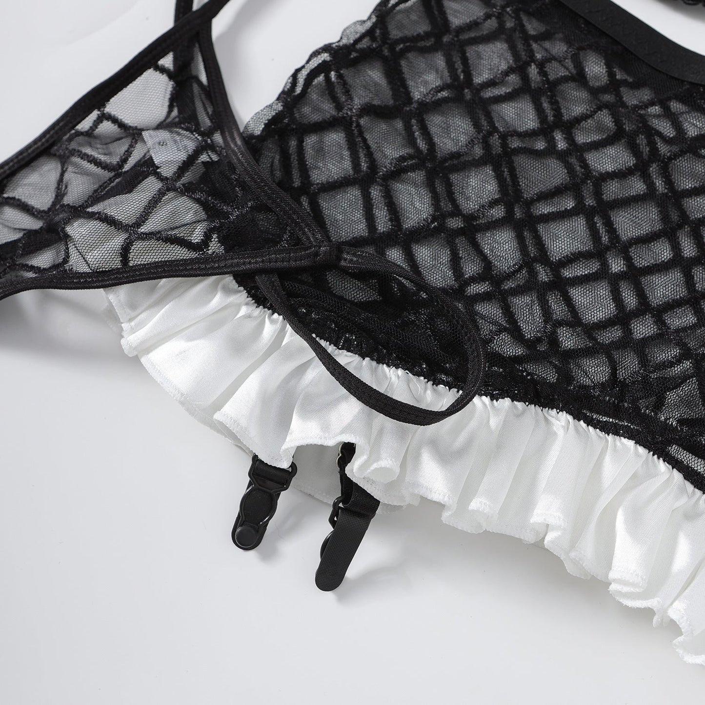 Set Lingerie Sensual Sheer Maid in Tulle Nero ADEA