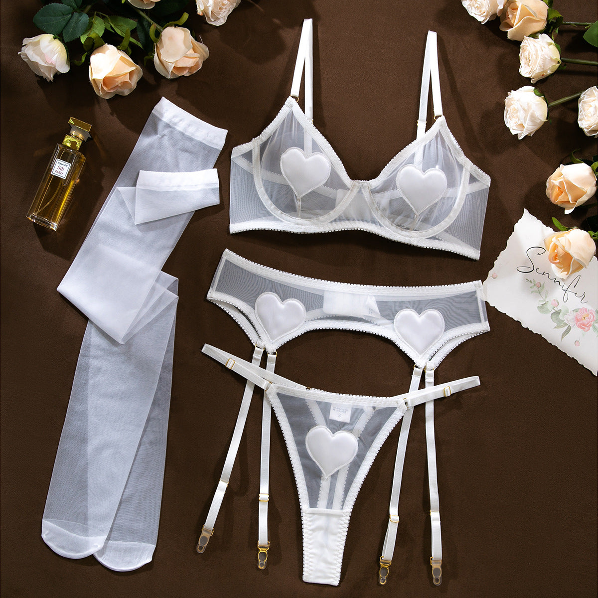 Completo Lingerie in Tulle con Cuori ADEA