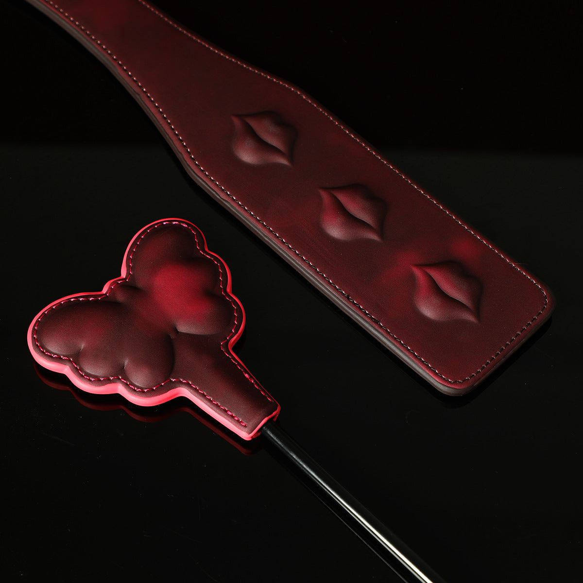 Crimson Flame Whip Set – Crop Butterfly &amp; Kiss Paddle