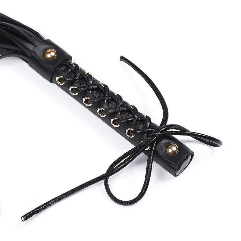 Midnight Lure – Faux Leather Whip with Lace-Up Handle