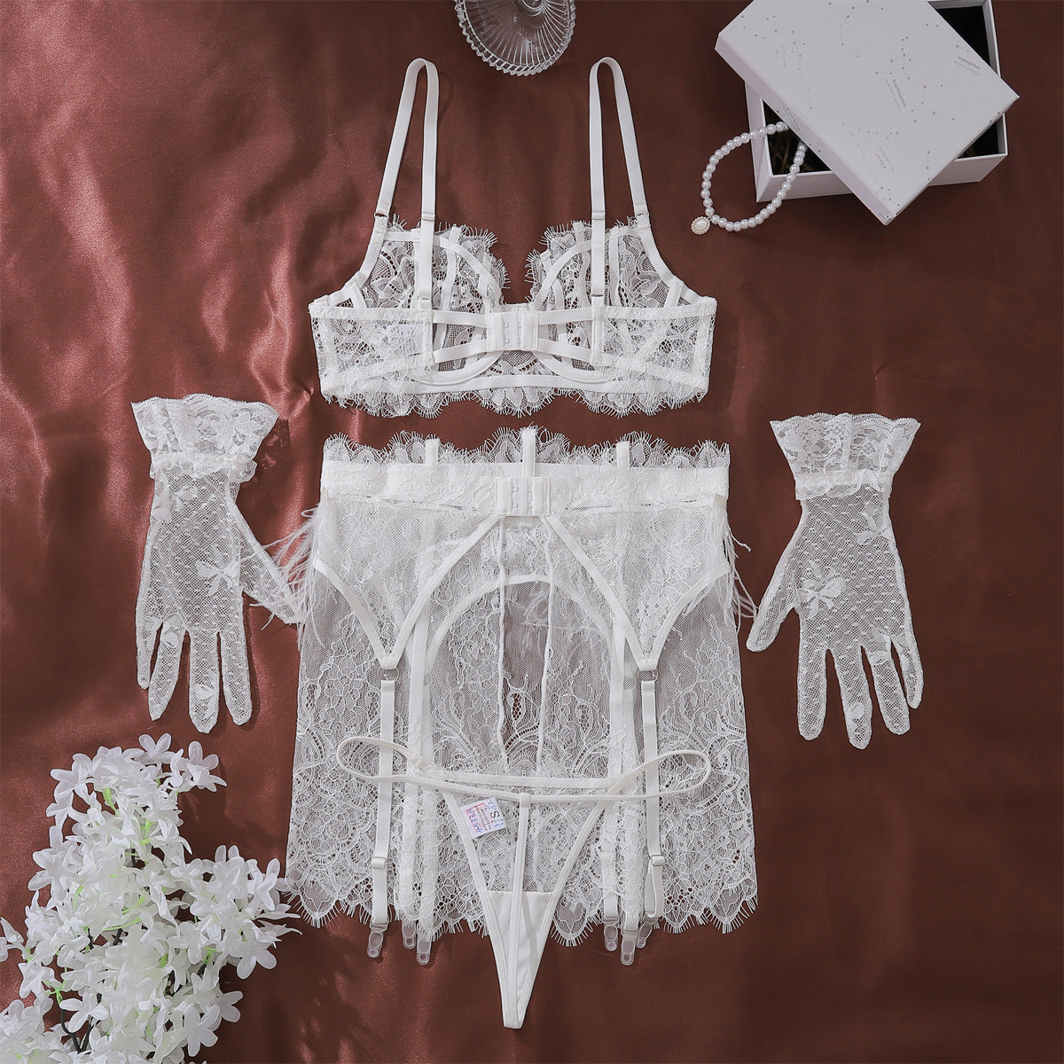 Celestial Vow – 4-Piece Lace Bridal Lingerie Set