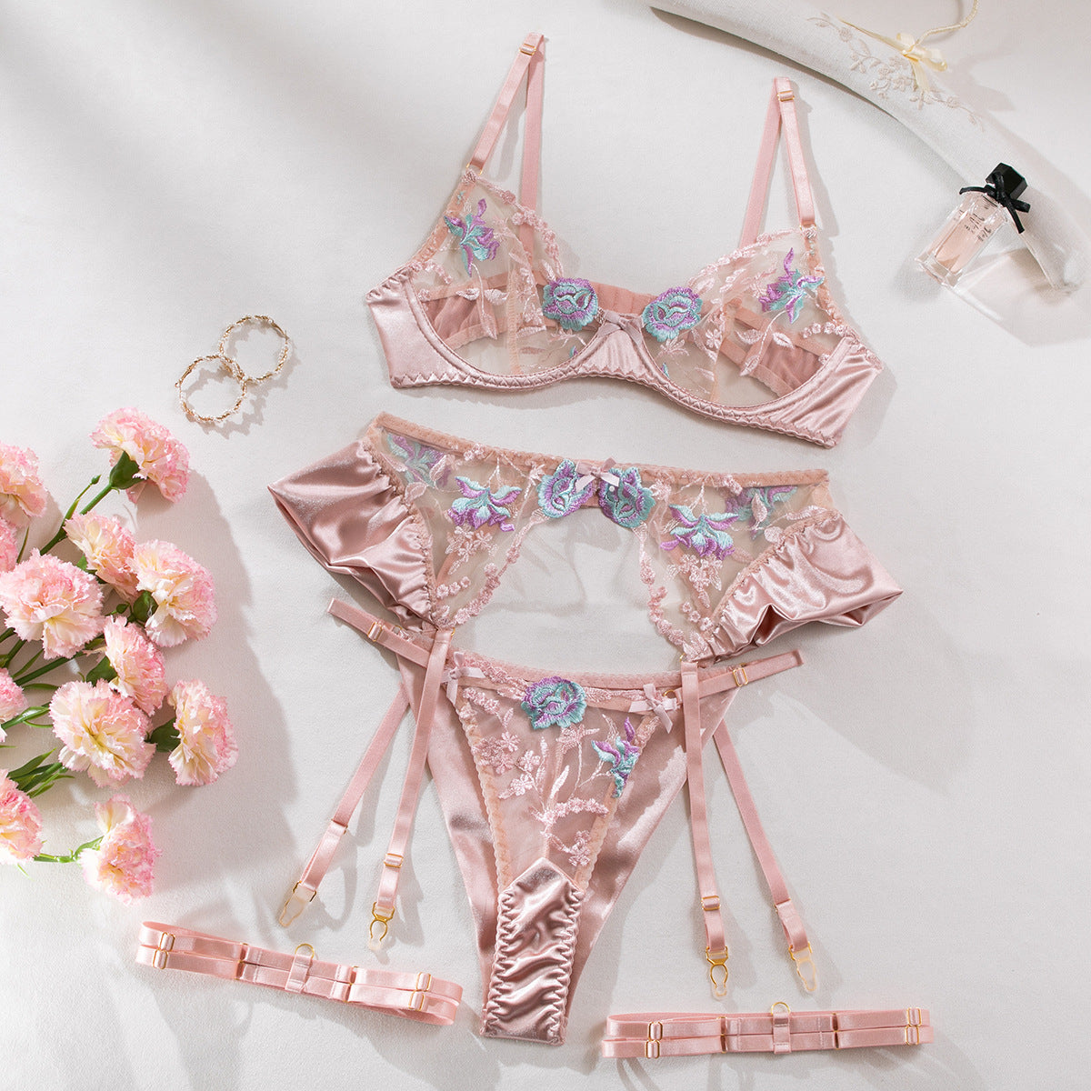 Set Lingerie in Pizzo e Raso Ricamato – Honeymoon Edition ADEA