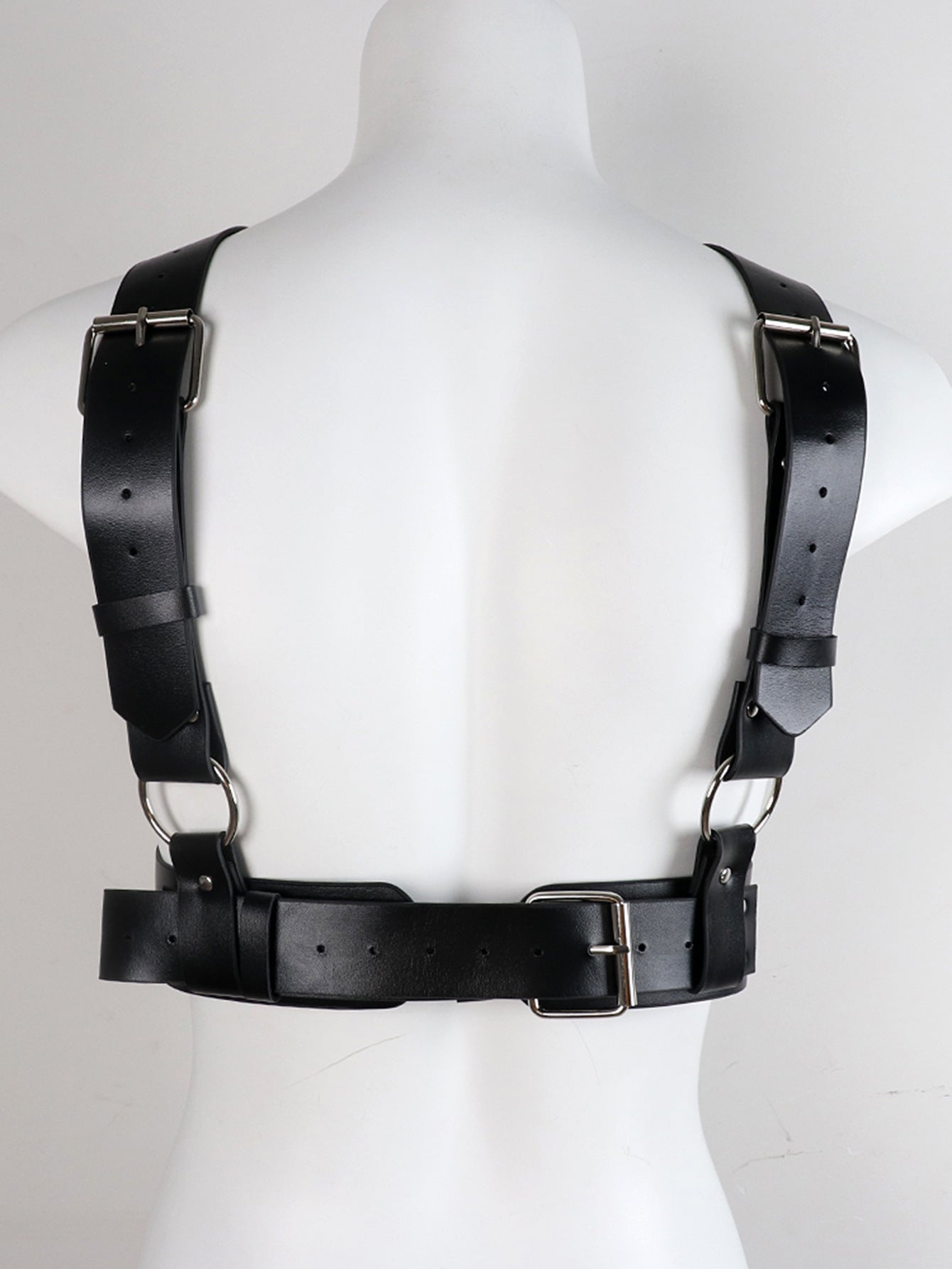 Two-piece faux leather harness set