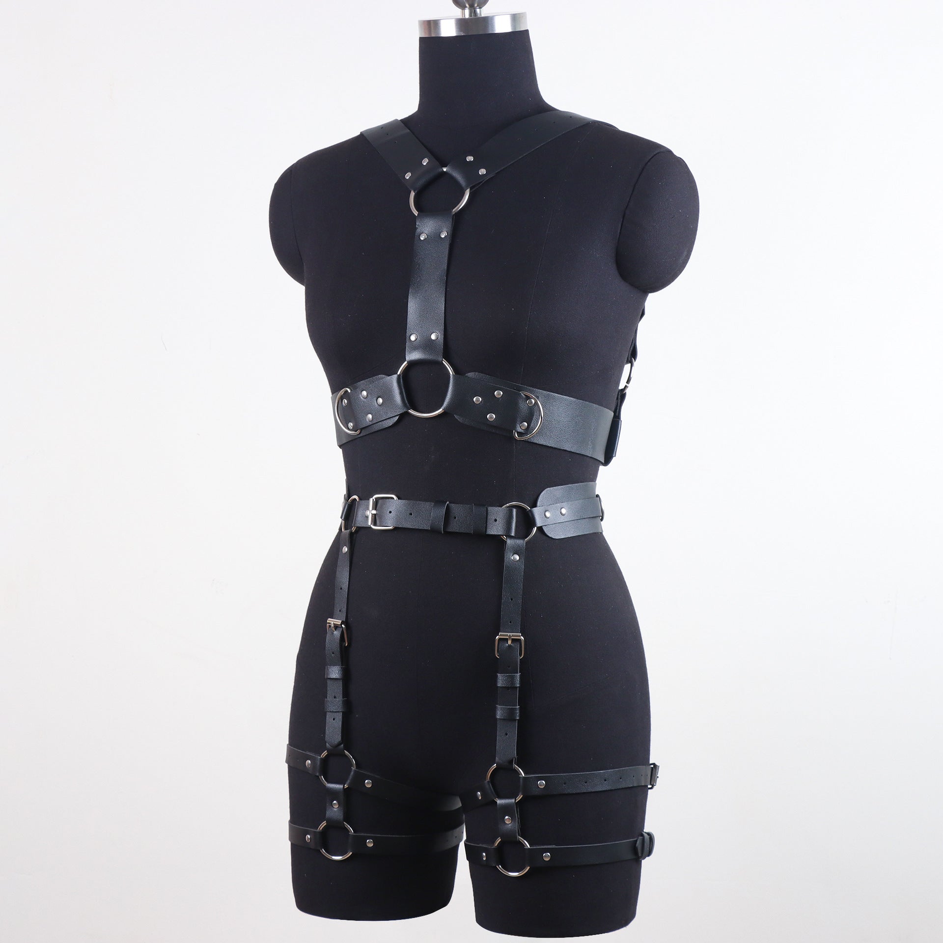 Two-piece faux leather harness set