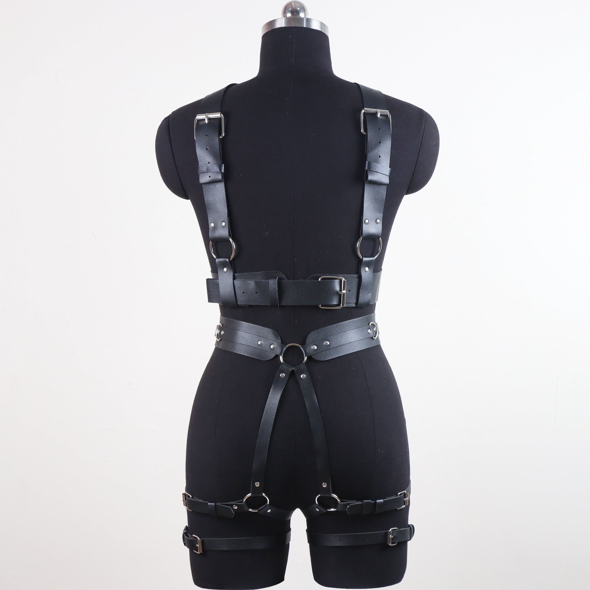 Two-piece faux leather harness set