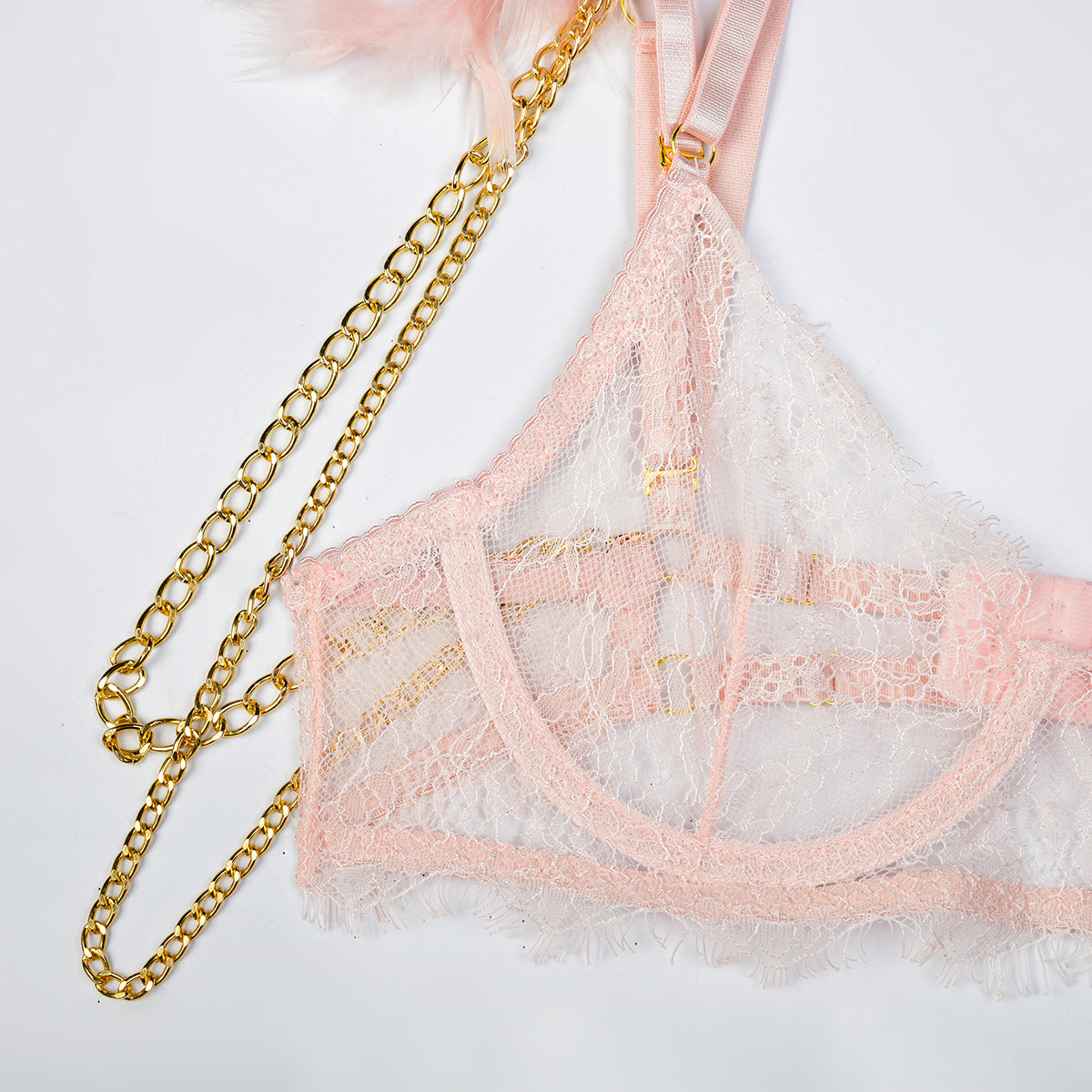 Feathered Elegance Luxury Lace Lingerie Set