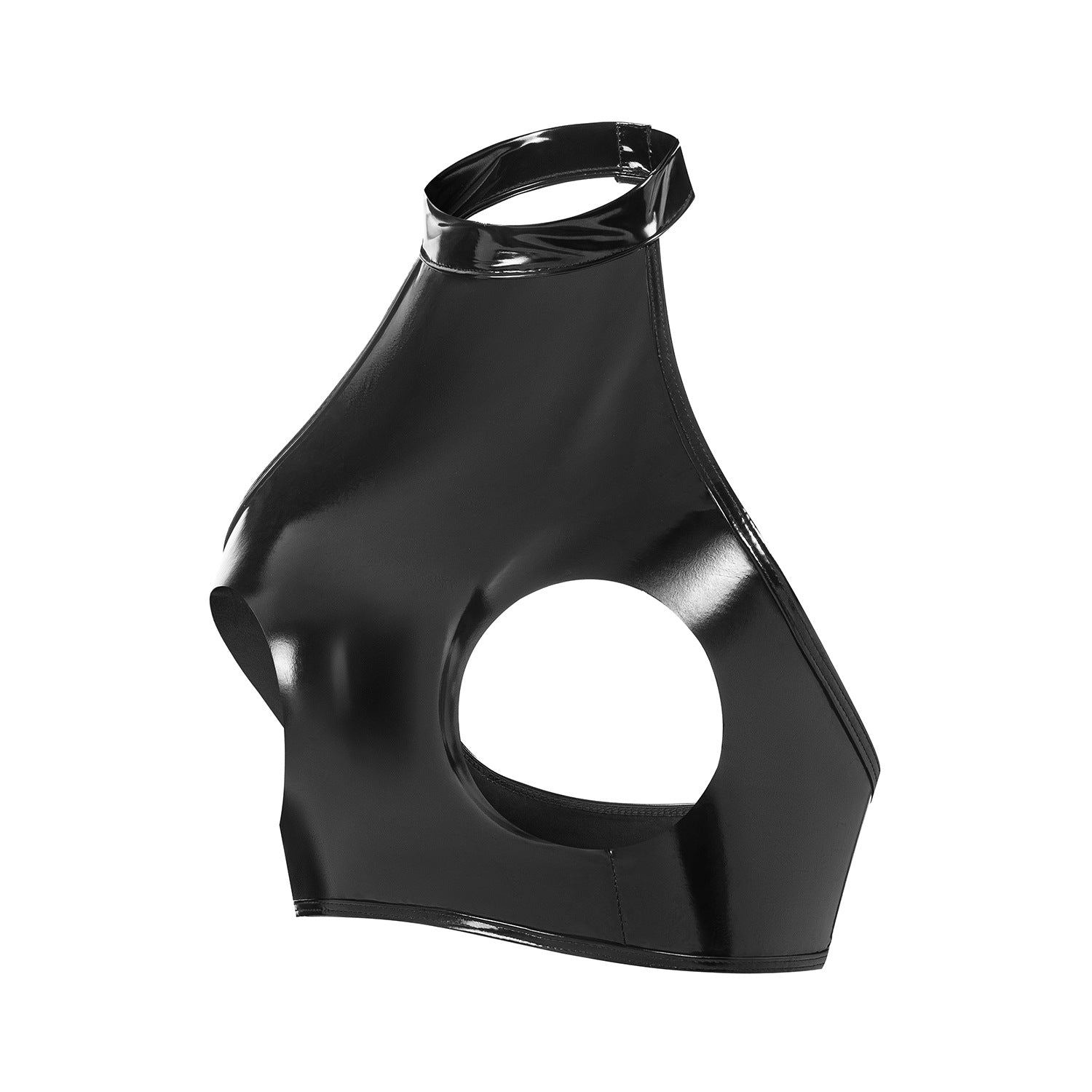 Top in pelle verniciata con cutout Glossy Desire