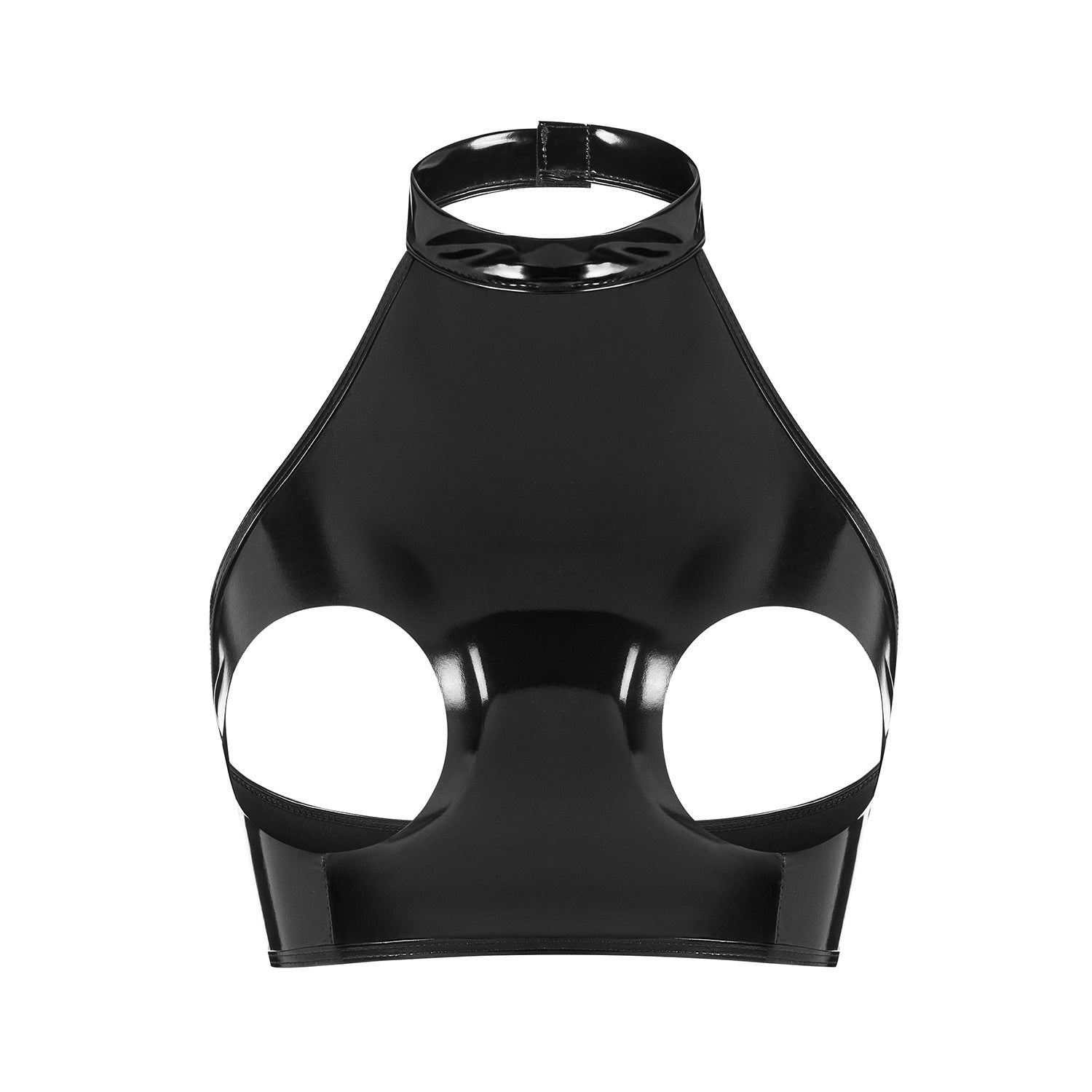 Top in pelle verniciata con cutout Glossy Desire