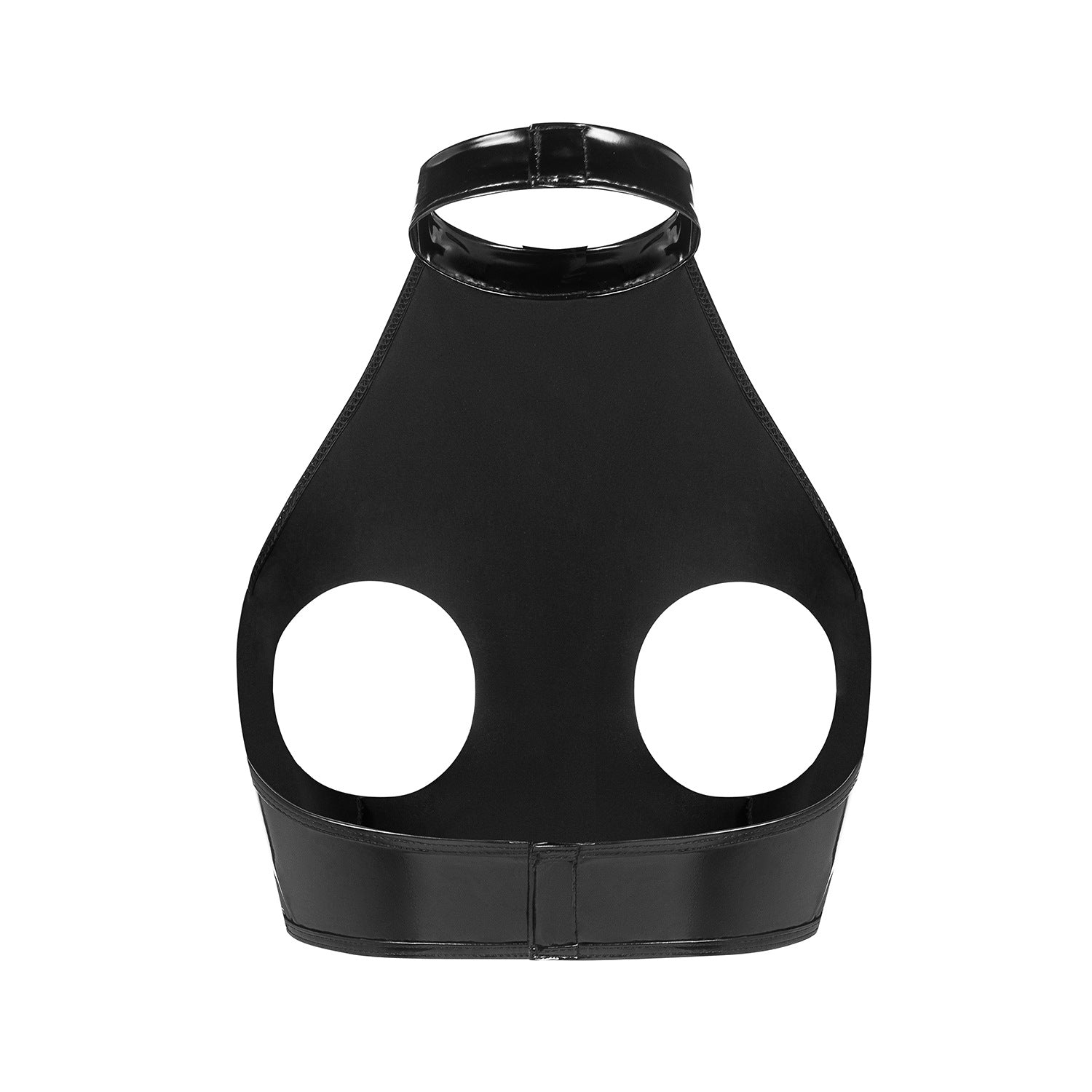 Top in pelle verniciata con cutout Glossy Desire