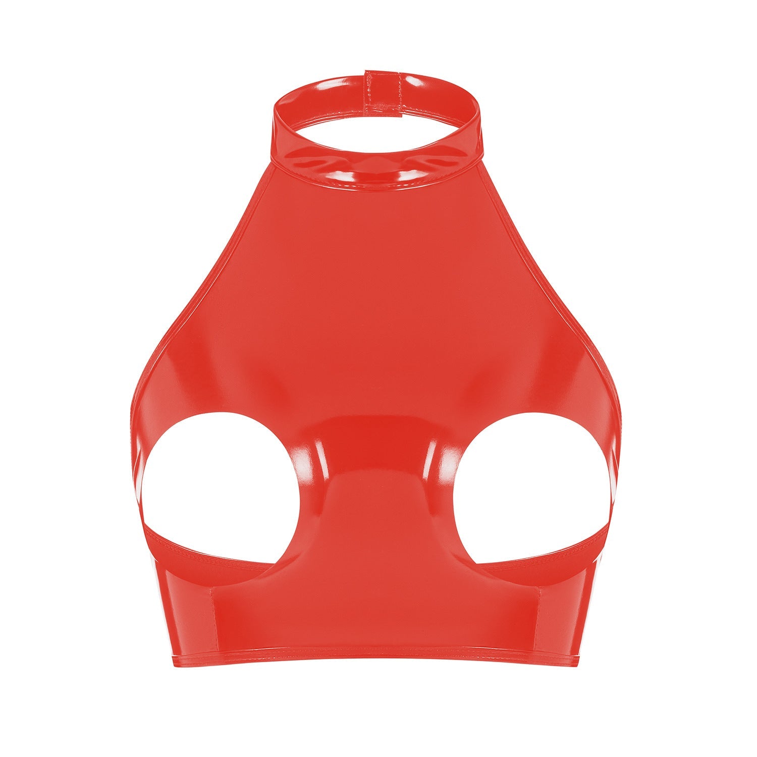 Top in pelle verniciata con cutout Glossy Desire