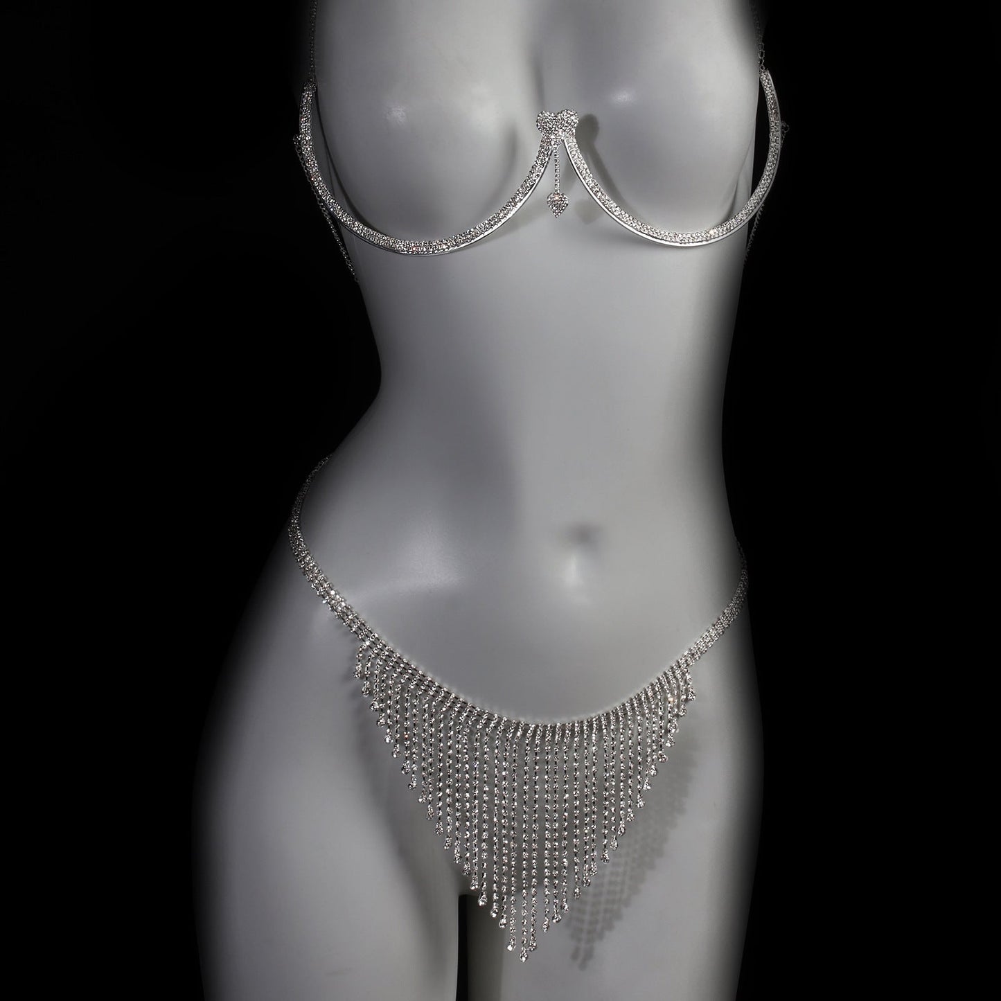 Cuore di Cristallo – Set con Reggiseno a Gabbia e Frange Luminose ADEA