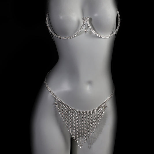 Cuore di Cristallo – Set con Reggiseno a Gabbia e Frange Luminose ADEA