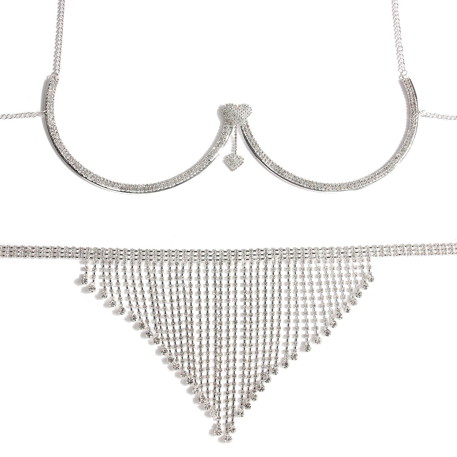 Cuore di Cristallo – Set con Reggiseno a Gabbia e Frange Luminose ADEA