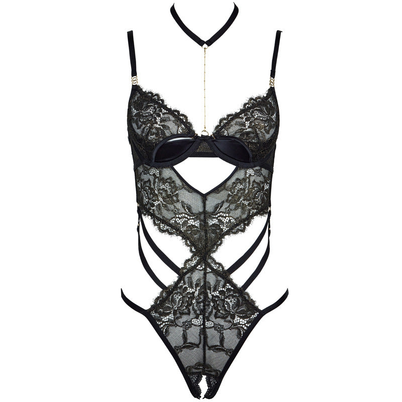 Body di lusso in pizzo con dettagli a catena